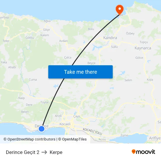 Derince Geçit 2 to Kerpe map