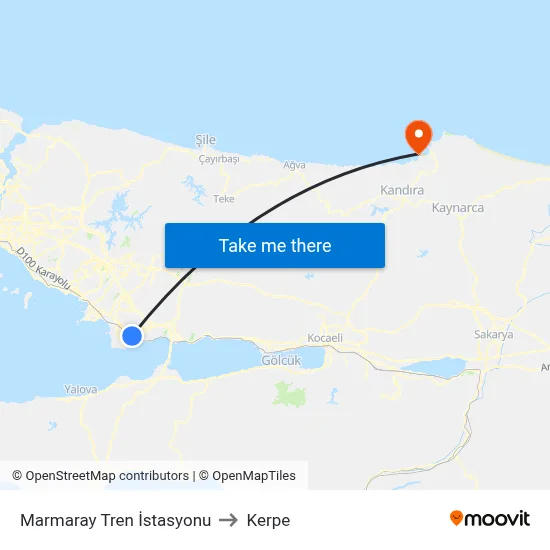 Marmaray Tren İstasyonu to Kerpe map