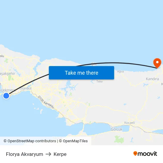 Florya Akvaryum to Kerpe map