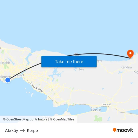 Ataköy to Kerpe map