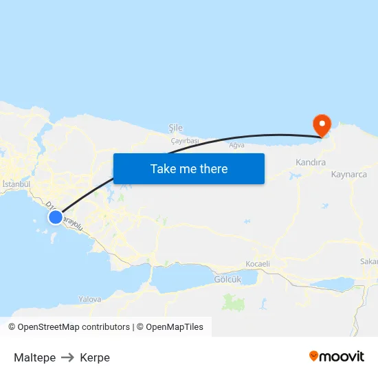 Maltepe to Kerpe map