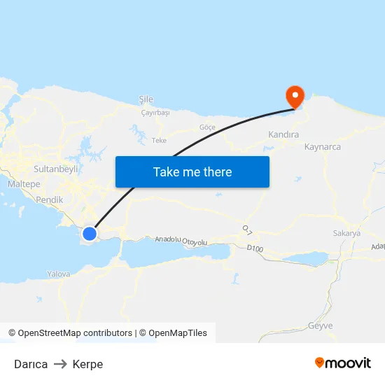 Darıca to Kerpe map
