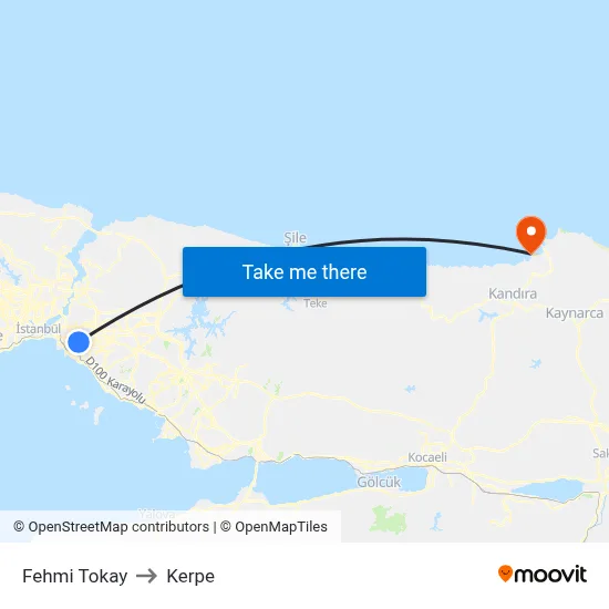 Fehmi Tokay to Kerpe map