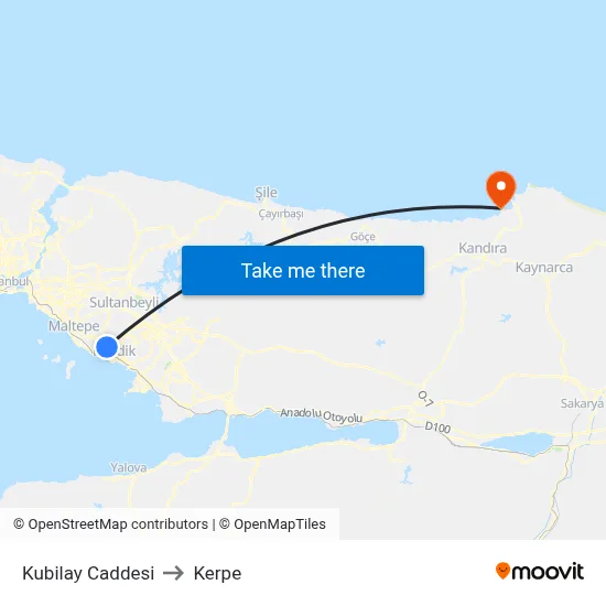 Kubilay Caddesi to Kerpe map