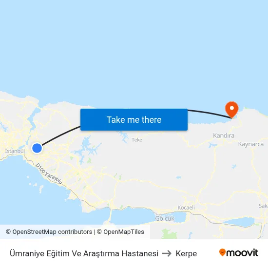 Ümraniye Eğitim Ve Araştırma Hastanesi to Kerpe map