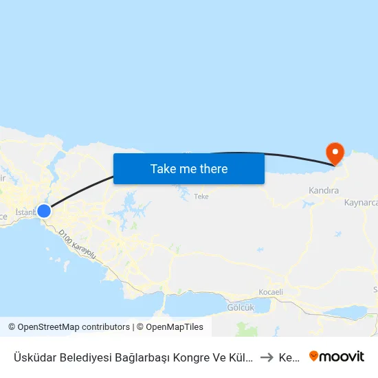 Üsküdar Belediyesi Bağlarbaşı Kongre Ve Kültür Merkezi to Kerpe map