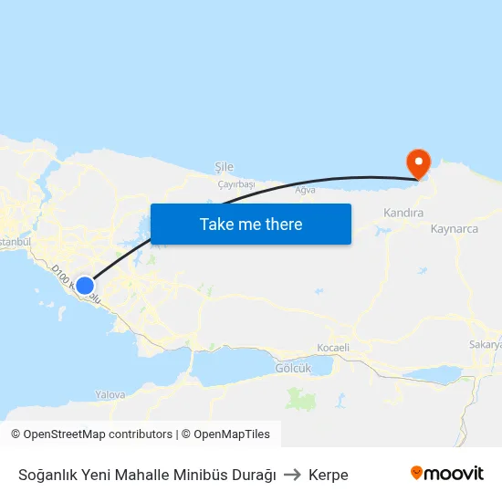 Soğanlık Yeni Mahalle Minibüs Durağı to Kerpe map