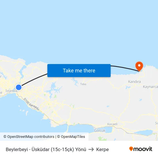 Beylerbeyi -  Üsküdar  (15c-15çk) Yönü to Kerpe map
