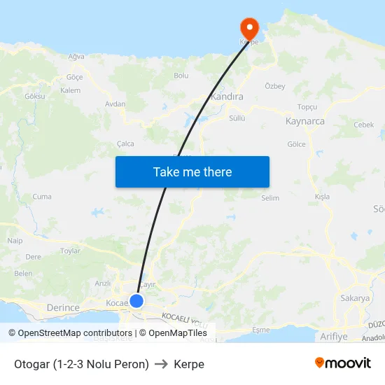 Otogar (1-2-3 Nolu Peron) to Kerpe map
