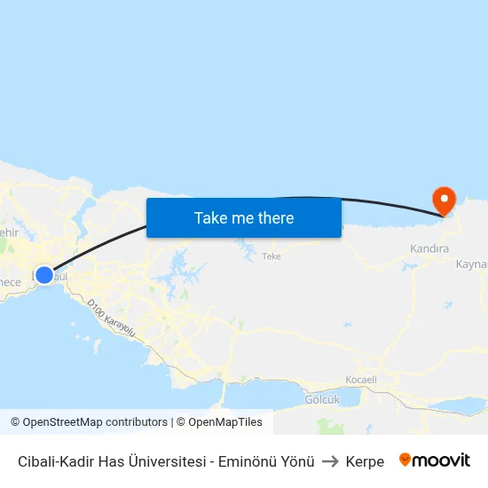 Cibali-Kadir Has Üniversitesi - Eminönü Yönü to Kerpe map