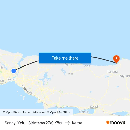Sanayi Yolu - Şirintepe(27e) Yönü to Kerpe map