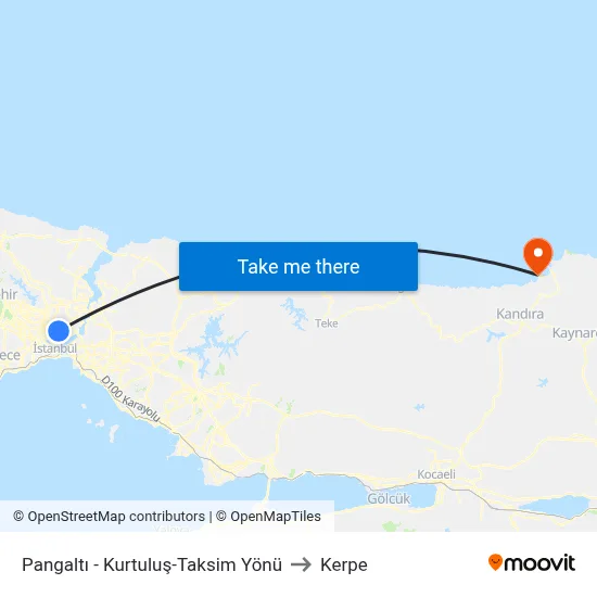 Pangaltı - Kurtuluş-Taksim Yönü to Kerpe map