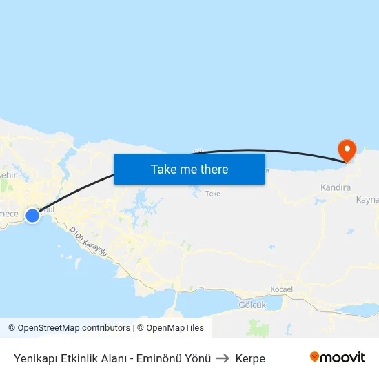 Yenikapı Etkinlik Alanı - Eminönü Yönü to Kerpe map