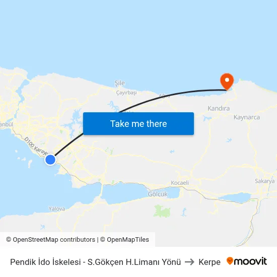 Pendik İdo İskelesi - S.Gökçen H.Limanı Yönü to Kerpe map