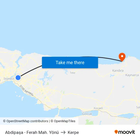 Abdipaşa - Ferah Mah. Yönü to Kerpe map