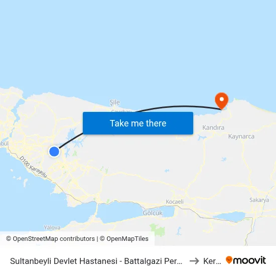 Sultanbeyli Devlet Hastanesi - Battalgazi Peronlar Yönü to Kerpe map