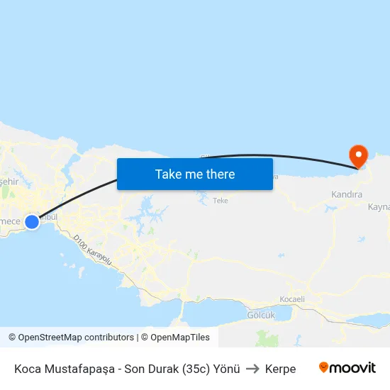 Koca Mustafapaşa - Son Durak (35c) Yönü to Kerpe map