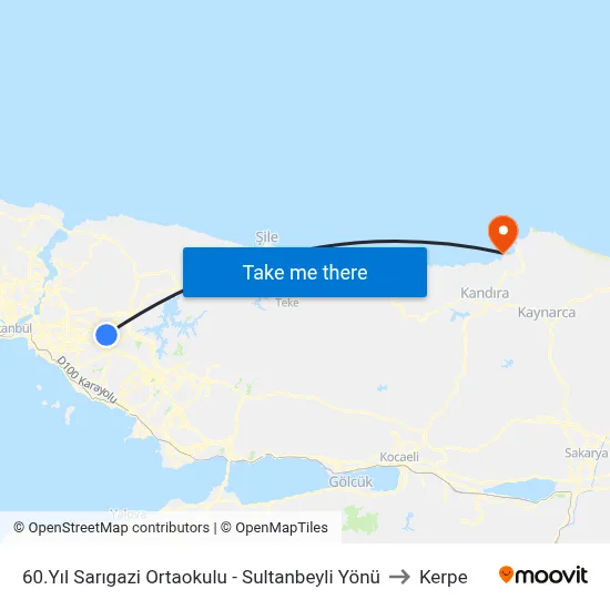 60.Yıl Sarıgazi Ortaokulu - Sultanbeyli Yönü to Kerpe map