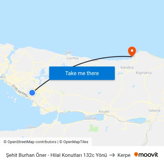 Şehit Burhan Öner - Hilal Konutları 132c Yönü to Kerpe map