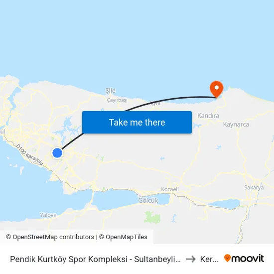 Pendik Kurtköy Spor Kompleksi - Sultanbeyli Yönü to Kerpe map