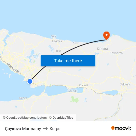 Çayırova Marmaray to Kerpe map