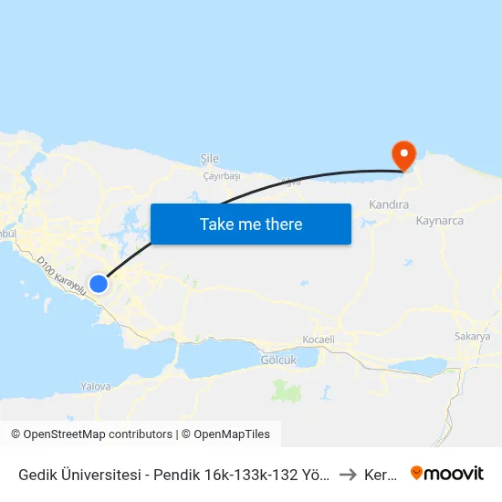 Gedik Üniversitesi - Pendik 16k-133k-132 Yönü to Kerpe map