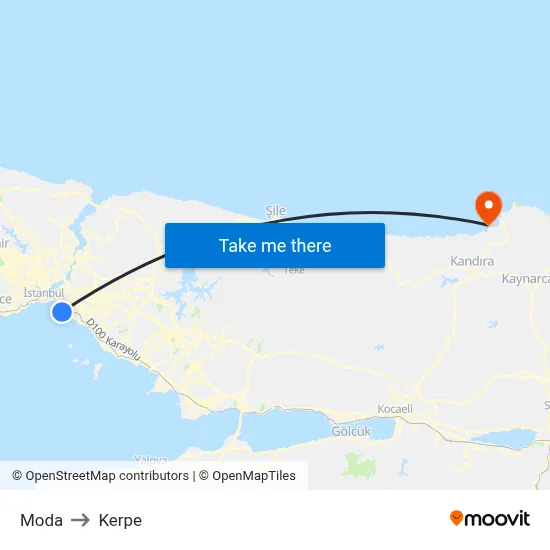 Moda to Kerpe map