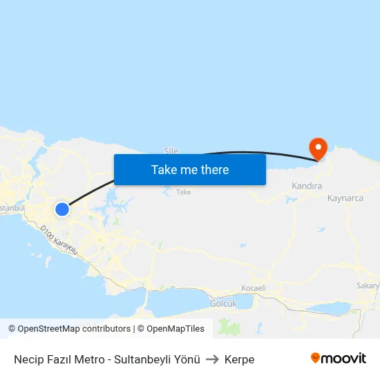 Necip Fazıl Metro - Sultanbeyli Yönü to Kerpe map