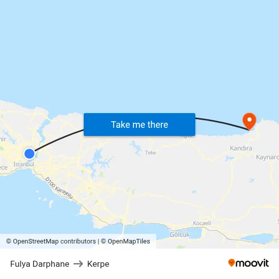 Fulya to Kerpe map