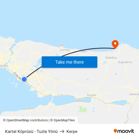 Kartal Köprüsü - Tuzla Yönü to Kerpe map