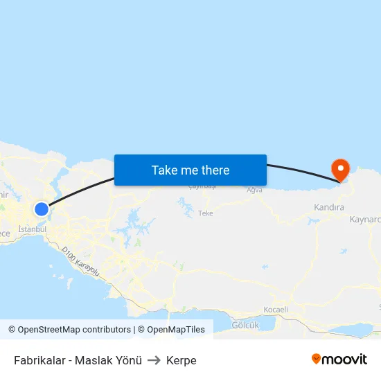 Fabrikalar - Maslak Yönü to Kerpe map