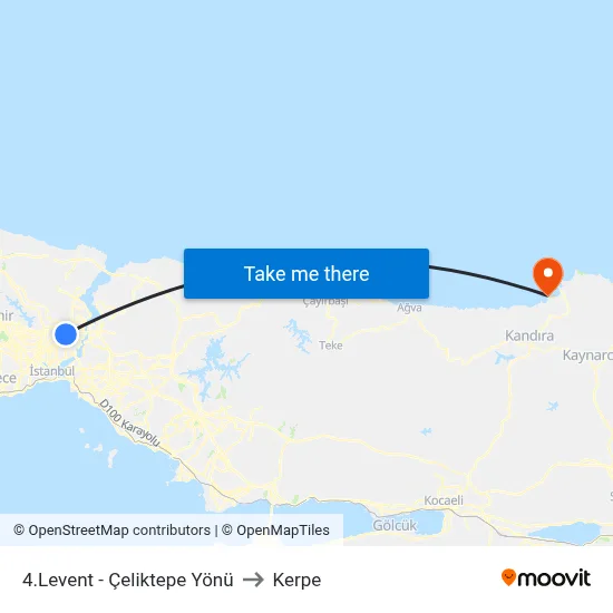 4.Levent - Çeliktepe Yönü to Kerpe map