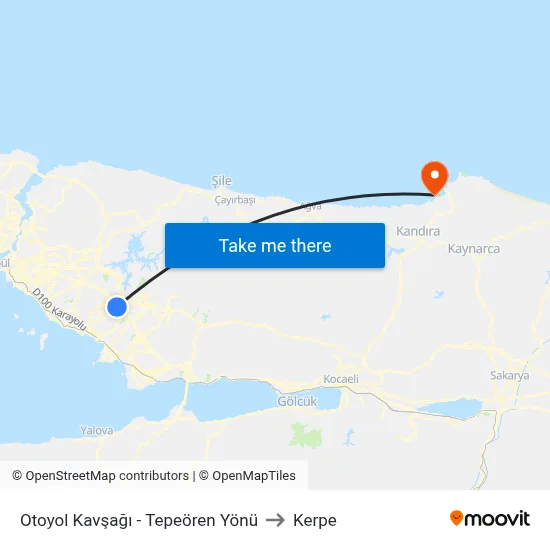 Otoyol Kavşağı - Tepeören Yönü to Kerpe map