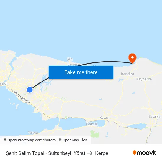 Şehit Selim Topal - Sultanbeyli Yönü to Kerpe map