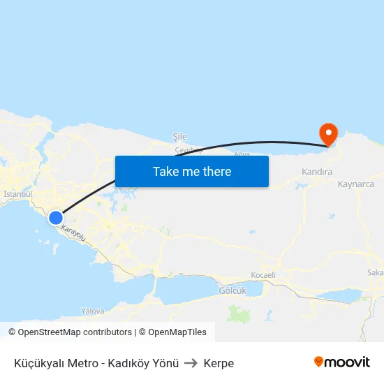 Küçükyalı Metro - Kadıköy Yönü to Kerpe map
