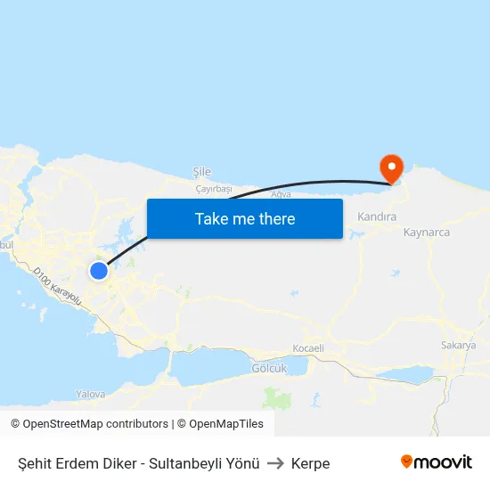 Şehit Erdem Diker - Sultanbeyli Yönü to Kerpe map