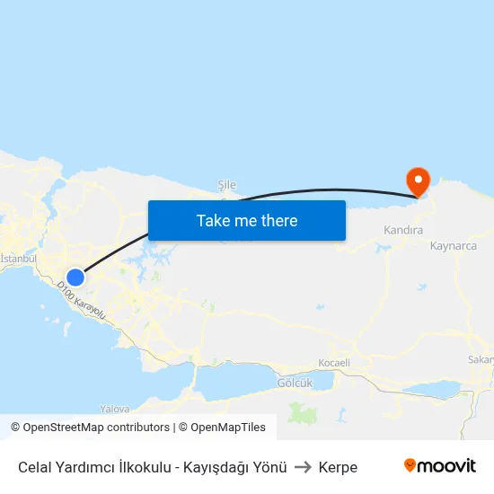 Celal Yardımcı İlkokulu - Kayışdağı Yönü to Kerpe map