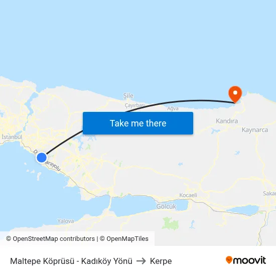 Maltepe Köprüsü - Kadıköy Yönü to Kerpe map