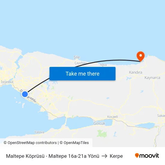 Maltepe Köprüsü - Maltepe 16a-21a Yönü to Kerpe map