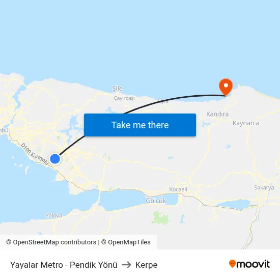 Yayalar Metro - Pendik Yönü to Kerpe map