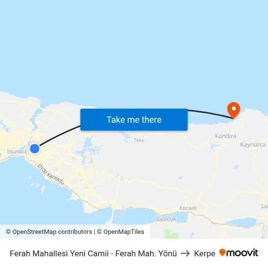 Ferah Mahallesi Yeni Camii - Ferah Mah. Yönü to Kerpe map