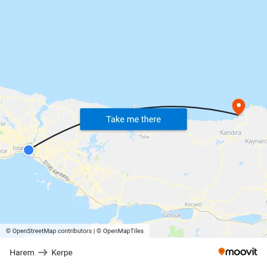 Harem to Kerpe map