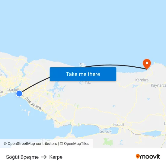 Söğütlüçeşme to Kerpe map