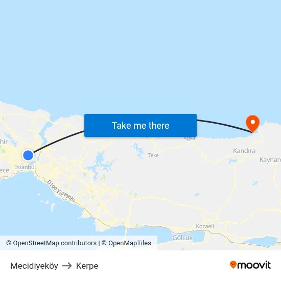 Mecidiyeköy to Kerpe map