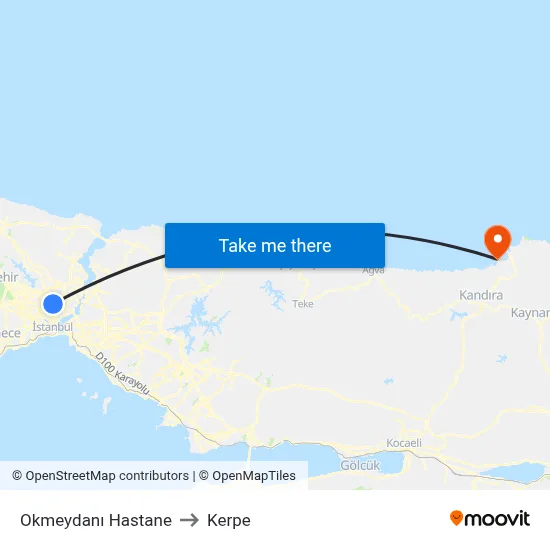 Okmeydanı Hastane to Kerpe map