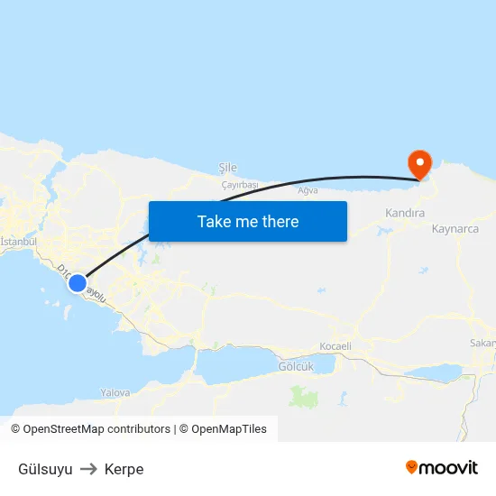 Gülsuyu to Kerpe map