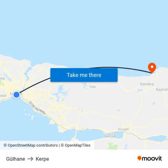 Gülhane to Kerpe map