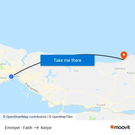 Emniyet - Fatih to Kerpe map