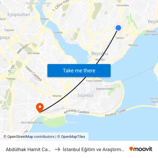 Abdülhak Hamit Caddesi - Taksim Yönü to İstanbul Eğitim ve Araştırma Hastanesi (Istanbul EAH) map