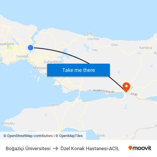 Boğaziçi Üniversitesi to Özel Konak Hastanesi-ACİL map